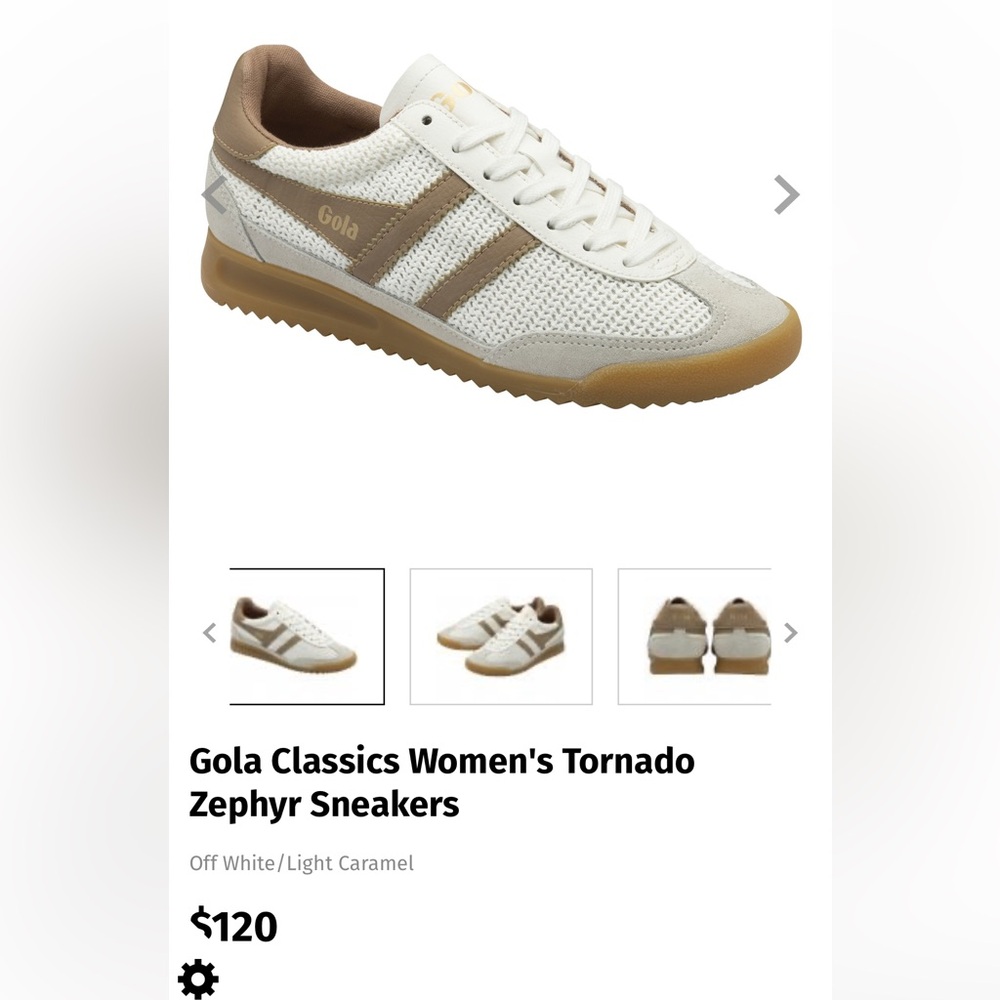 Gola Classics Women's Tornado Zephyr Sneakers, Off White/Light Caramel 6.5 NIB